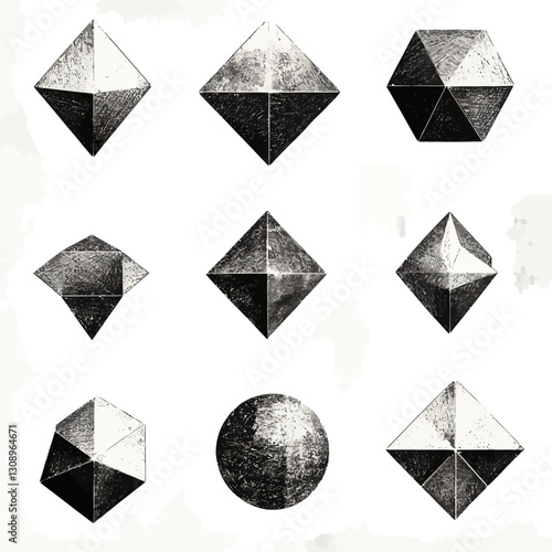 Geometric Sketches of Abstract Shapes in Black and White