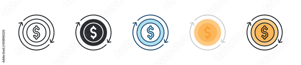Cash Flow Icon Set Multiple Style Collection Cash Flow Icon Set Multiple Style Collection