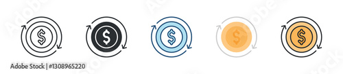Cash Flow Icon Set Multiple Style Collection