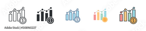 Profit Growth Icon Set Multiple Style Collection
