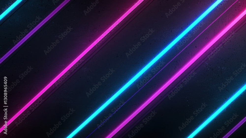 Atmospheric Scene of Neon Lights Glowing Against a Dark Background Atmospheric Scene of Neon Lights Glowing Against a Dark Background