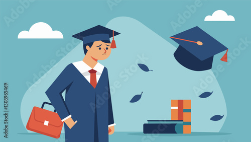 As graduation nears and the students college fund remains alarmingly low they push through the rejections and keep applying refusing to let their. Vector illustration