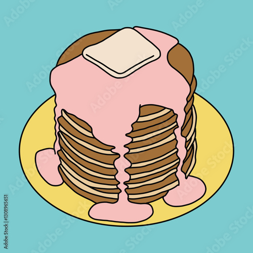 Delicious Pancakes with Syrup Illustration