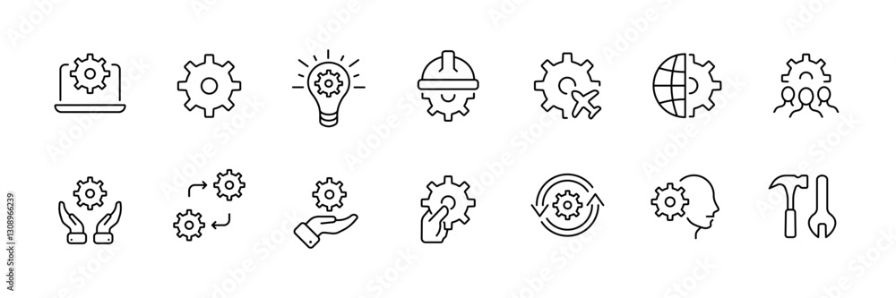 Flat linear icons set of art tools and home renovation illustrations. Flat linear icons set of art tools and home renovation illustrations.