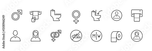 Linear flat icons set of medical professionals and equipment, including nurse and doctor symbols. photo