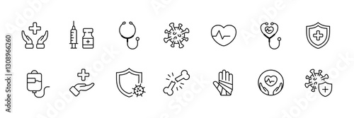 Linear icons set of payment and shopping in flat style vector.