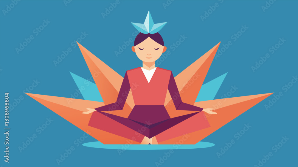 Mindful origami folding a calming ritual that encourages patience and inner peace.. Vector illustration Mindful origami folding a calming ritual that encourages patience and inner peace.. Vector illustration