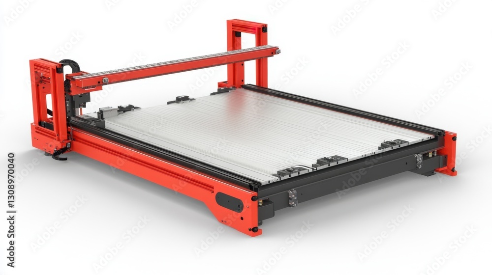 A precision robotic laser cutting machine slicing through metal. A precision robotic laser cutting machine slicing through metal.