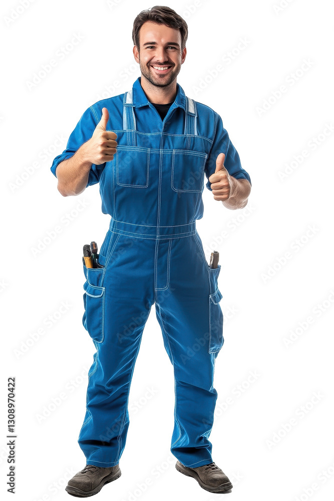 Isolated Construction Worker Giving Thumbs Up Isolated Construction Worker Giving Thumbs Up