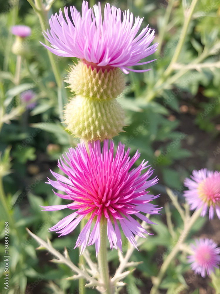 TILT UP Milk Thistle With Pink Flowerhead TILT UP Milk Thistle With Pink Flowerhead