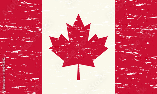 Flag of Canada with grunge effect, Canadian flag. Vector illustration, EPS 10
