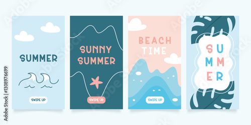 Party summer time postcard with pool and beach in the daytime background