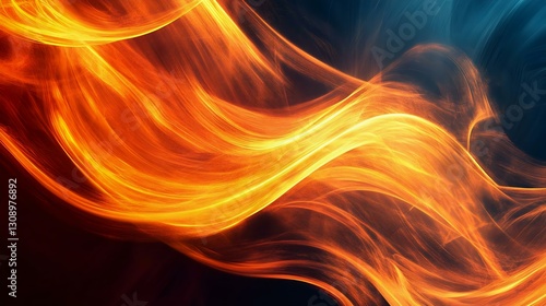Dynamic swirling flames and smoke in vibrant orange and blue hues, creating an abstract and energetic background. Perfect for design projects.