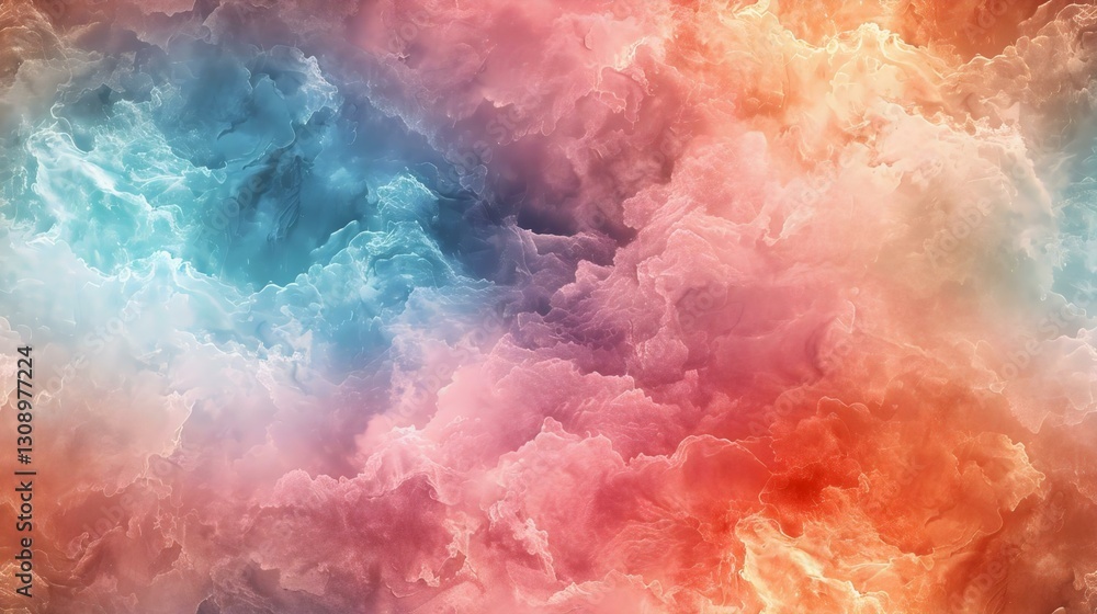 Fototapeta premium Beautiful abstract cloud texture in vibrant hues of blue, pink, and orange, creating a dreamy atmosphere suitable for backgrounds or artistic designs.