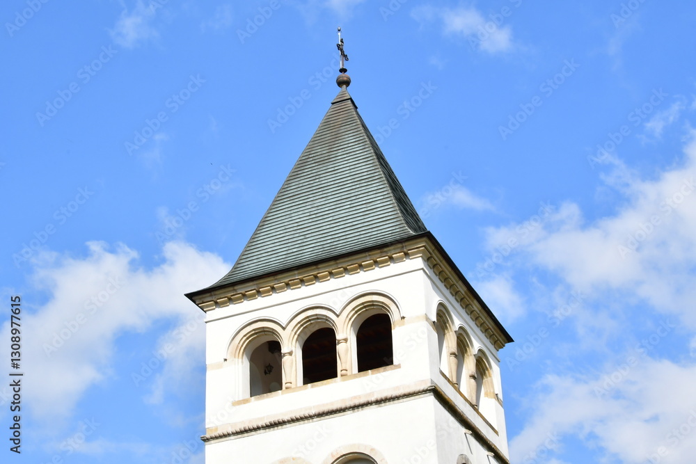 Fototapeta premium church steeple with blue sky