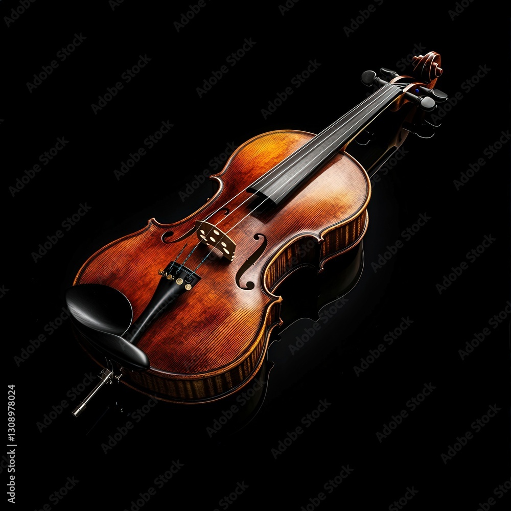 Fototapeta premium Elegant vintage violin captured against a dark backdrop