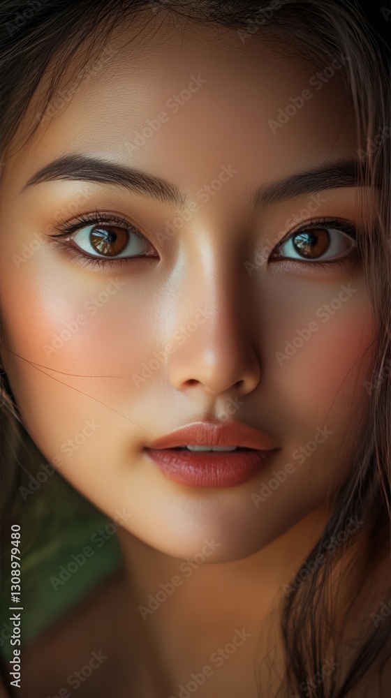 Closeup Portrait of a Young Woman with Brown Eyes Closeup Portrait of a Young Woman with Brown Eyes
