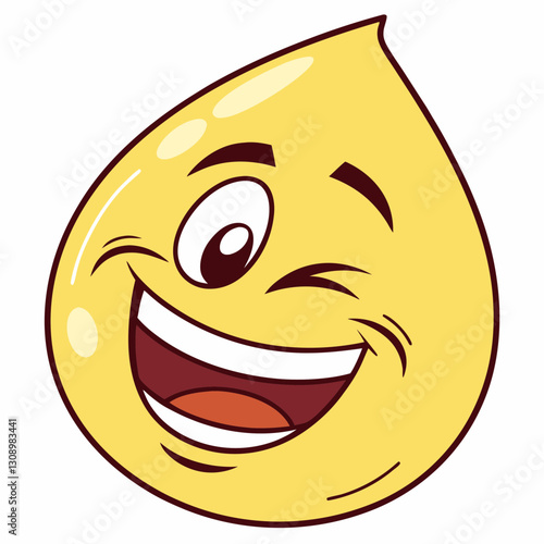 Aqua emoticon winks—a shiny yellow face grinning with a playful expression.