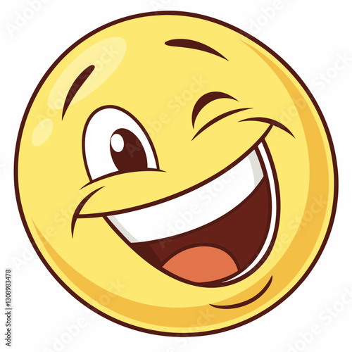 Aqua emoticon winks—a shiny yellow face grinning with a playful expression.
