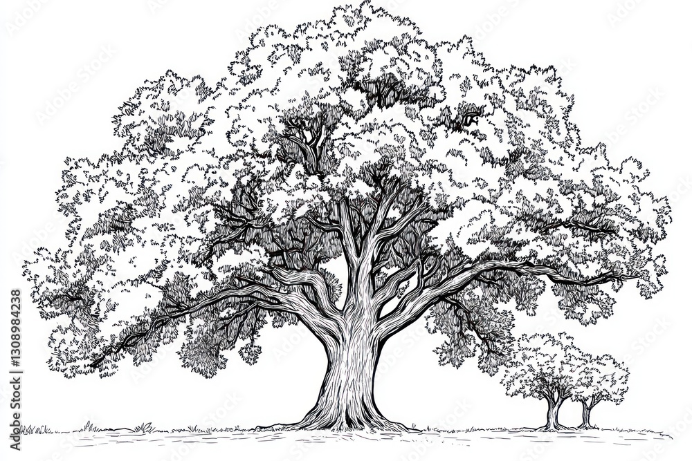 Fototapeta premium Majestic Tree Drawing Landscape (1)