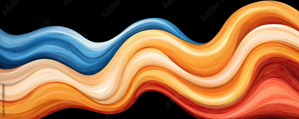 A vibrant wave pattern featuring blue, orange, and cream colors on a black background, creating an energetic and dynamic visual effect. A vibrant wave pattern featuring blue, orange, and cream colors on a black background, creating an energetic and dynamic visual effect.