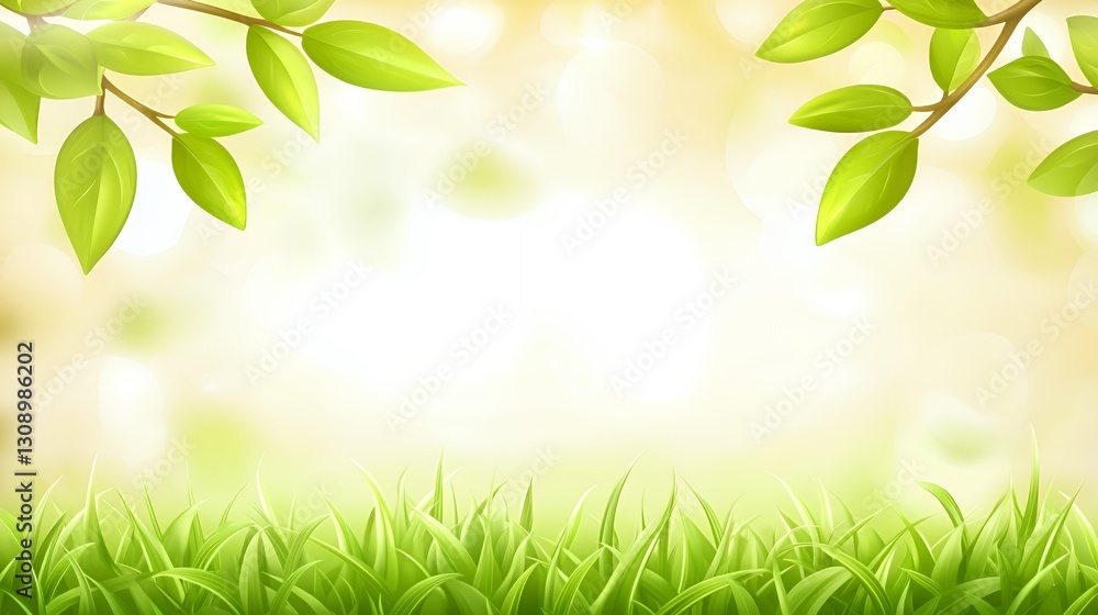 Bright Green Grass and Leaves Background Bright Green Grass and Leaves Background