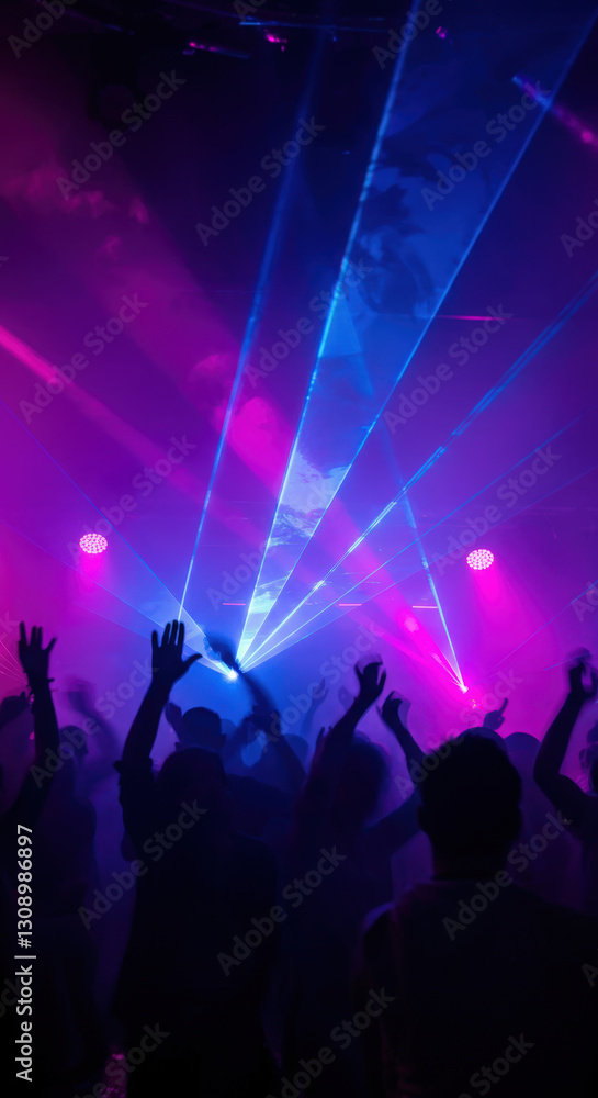 custom made wallpaper toronto digitalColorful laser lights create dynamic atmosphere at nightclub dance event in the evening. Vertical HD background.
