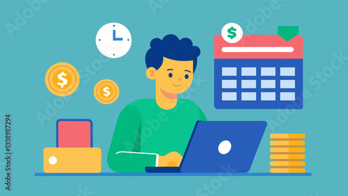 Stay on top of loan interest and repayment plans with personalized calculators and payment schedules.. Vector illustration