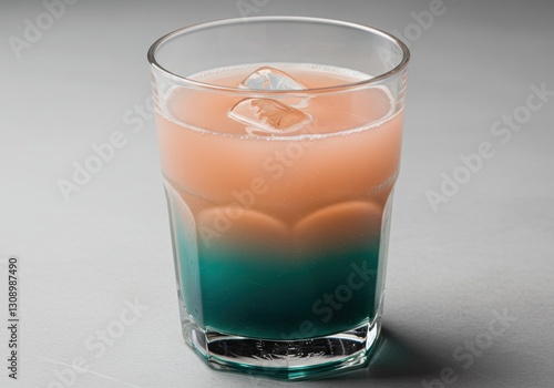 Wallpaper Mural Refreshing two-toned drink with ice in a glass on a gray background Torontodigital.ca