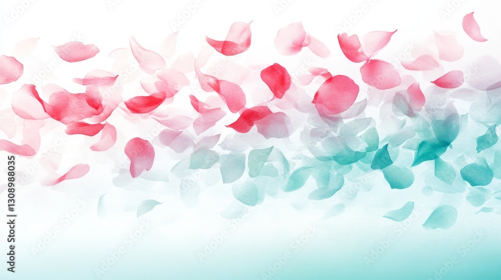 Muted Rose and Sage Green Watercolor Background with Scattered Flower Petals, Romantic Atmosphere Muted Rose and Sage Green Watercolor Background with Scattered Flower Petals, Romantic Atmosphere