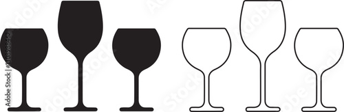 Wine Glass Bundle silhouette Icon Design