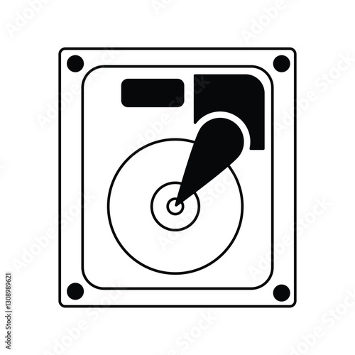Hard Disk glyph icon with white background vector stock illustration