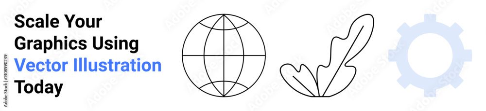 Globe, leaf, and gear icons in modern minimalistic design. Ideal for sustainability, technology, innovation, ecology, global business, education and flat landing page banner Globe, leaf, and gear icons in modern minimalistic design. Ideal for sustainability, technology, innovation, ecology, global business, education and flat landing page banner