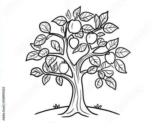 Apple Tree Drawing Coloring Page