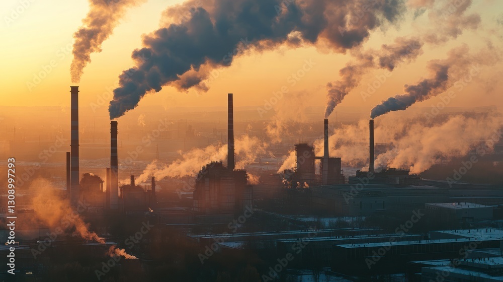 industry metallurgical plant dawn smoke smog emissions bad ecology aerial photography industry metallurgical plant dawn smoke smog emissions bad ecology aerial photography