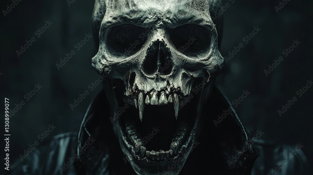 Terrifying Ghoul Portrait: A Screaming Skull with Dramatic Lighting Terrifying Ghoul Portrait: A Screaming Skull with Dramatic Lighting