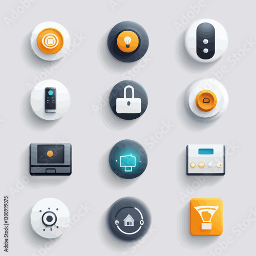 Smart home control buttons, internet of things, digital automation concept