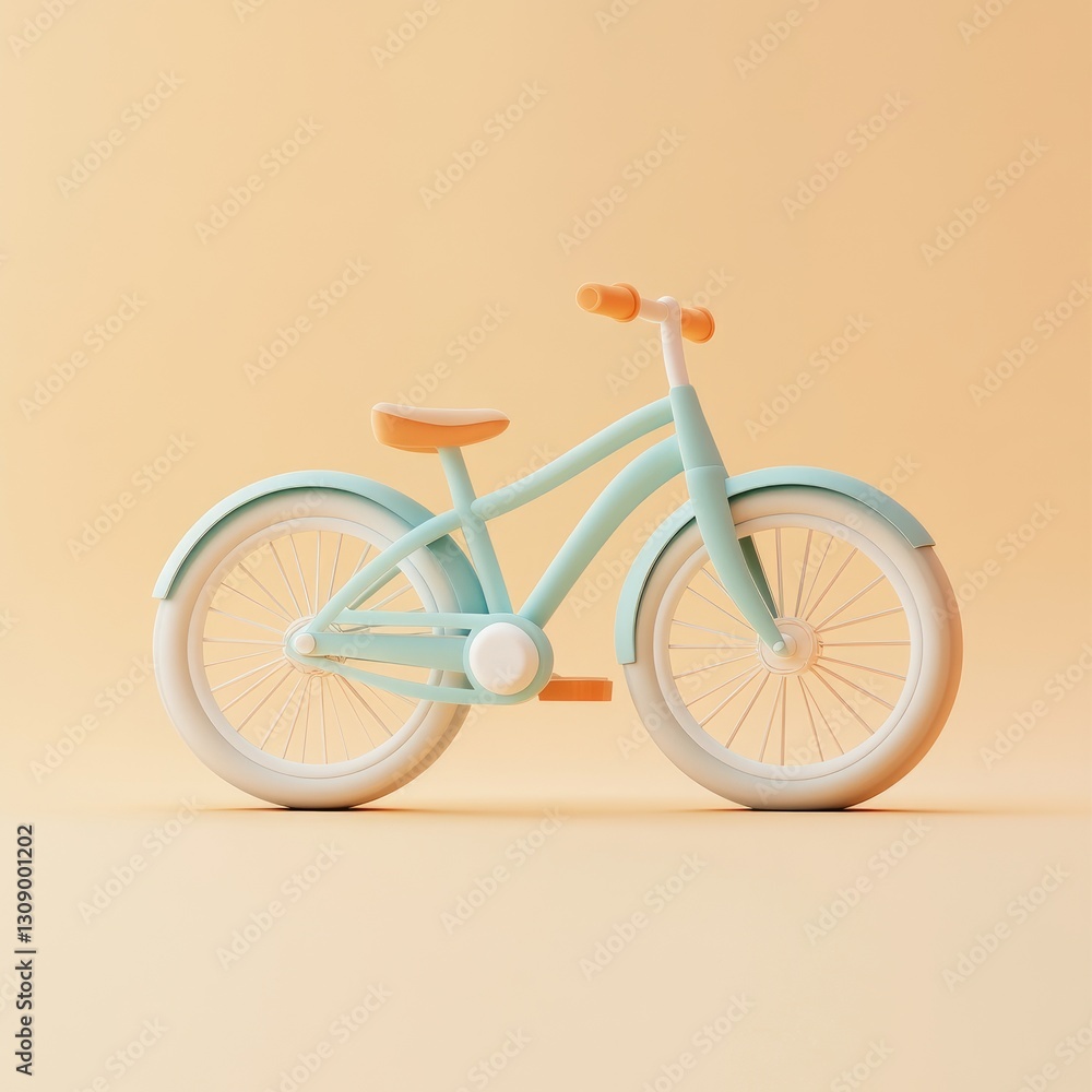 Obraz premium A pastel colored bicycle presented against a monochromatic background