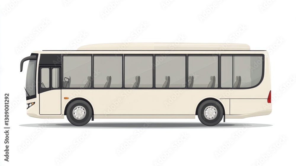 Cream-Colored City Bus Illustration