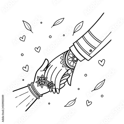 wedding  symbol hand of groom and bride marriage function clip art 