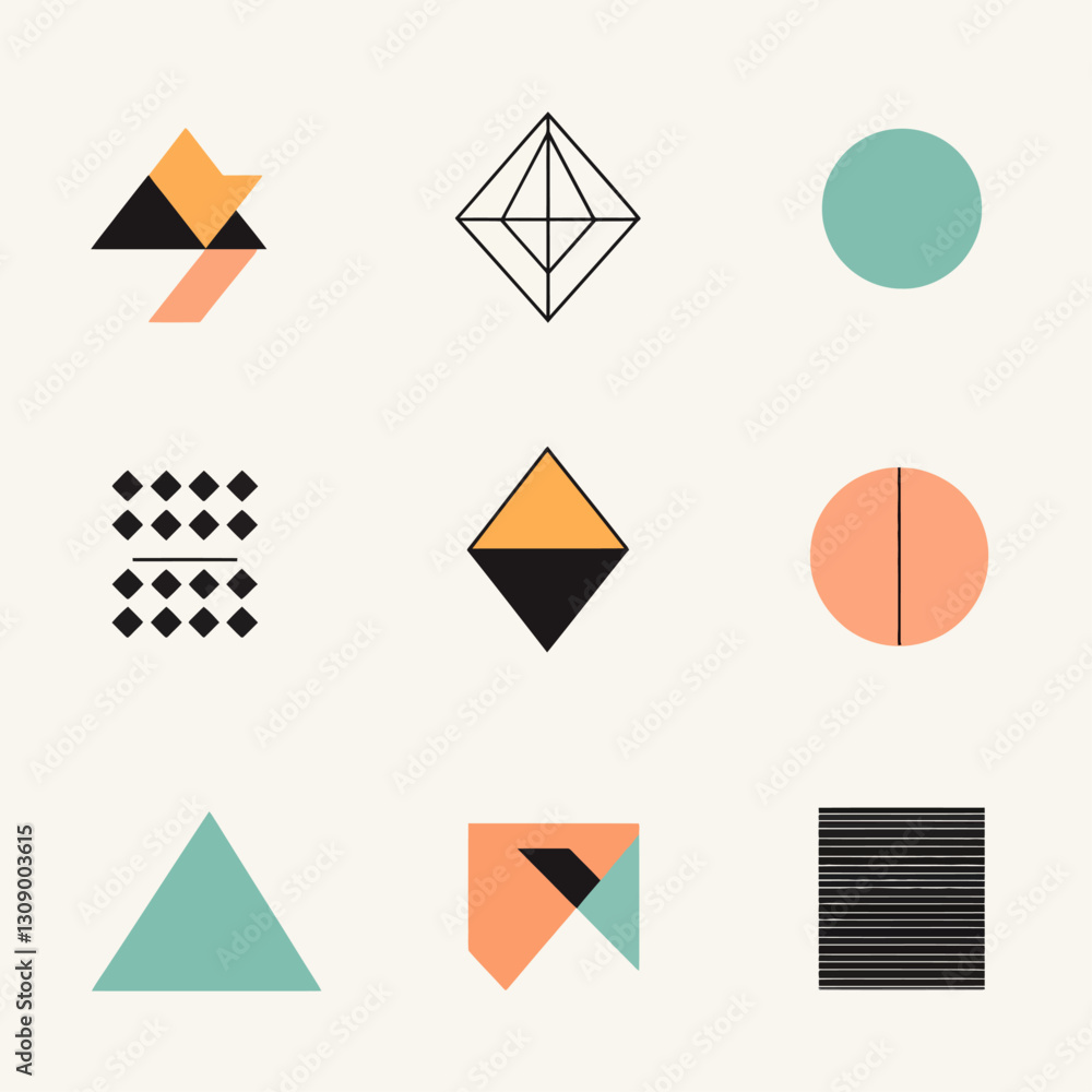 Geometric Shapes, Minimalist Graphic Design, Abstract Vector Elements