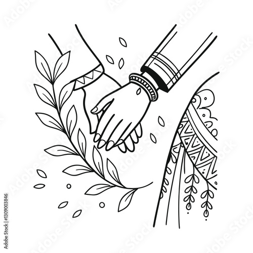 wedding  symbol hand of groom and bride marriage function clip art 