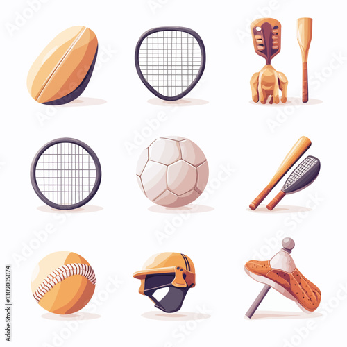Sports Equipment: Soccer Ball, Rugby Ball, Rackets and Accessories Collection