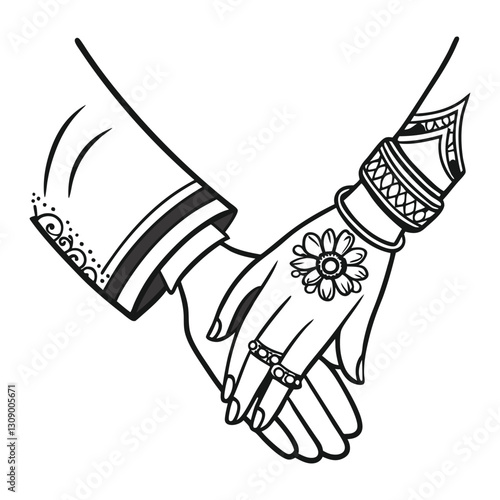 wedding  symbol hand of groom and bride marriage function clip art 