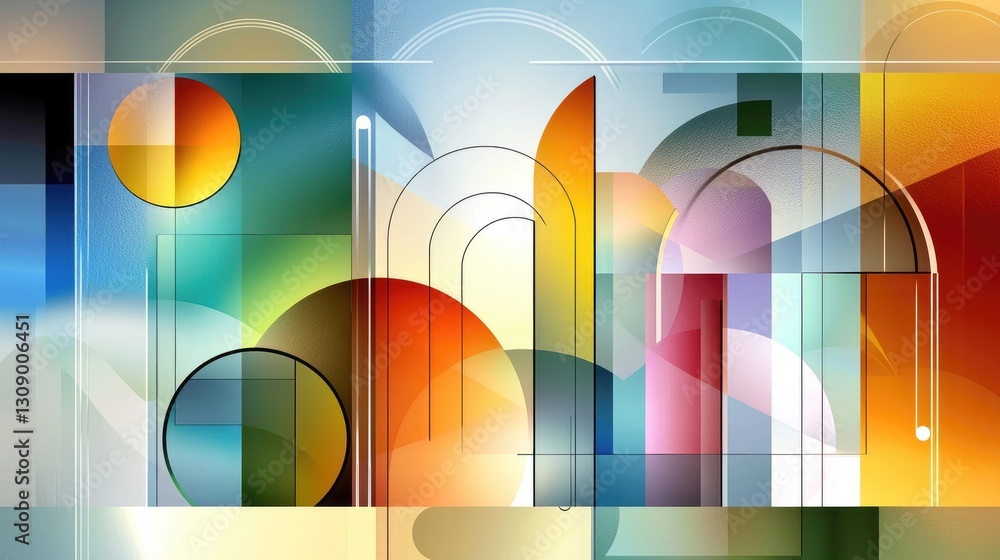 Fototapeta premium A modern, abstract geometric background featuring layered pastel gradients and noise texture.