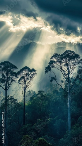 A dramatic storm rolling over the Tarkine Rainforest, the largest temperate rainforest in Australia photo