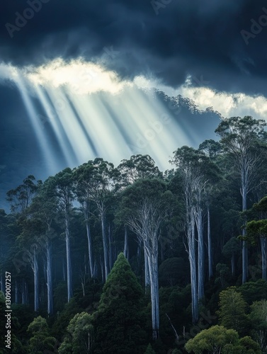 A dramatic storm rolling over the Tarkine Rainforest, the largest temperate rainforest in Australia photo