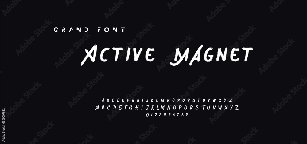 Lettering font isolated on black background. Texture alphabet in street art and graffiti style. Grunge and dirty effect. Vector brush letters. Lettering font isolated on black background. Texture alphabet in street art and graffiti style. Grunge and dirty effect. Vector brush letters.