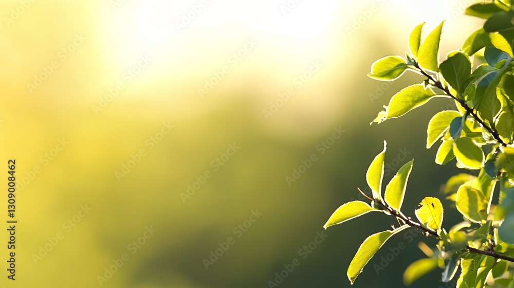 Bright Green Leaves Illuminated by Sunlight Bright Green Leaves Illuminated by Sunlight