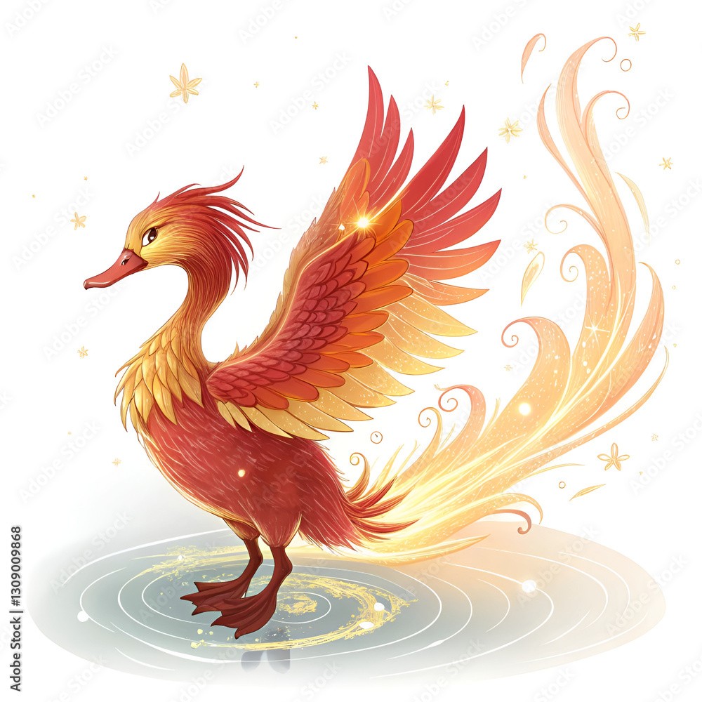 Fototapeta premium red duck with yellow background